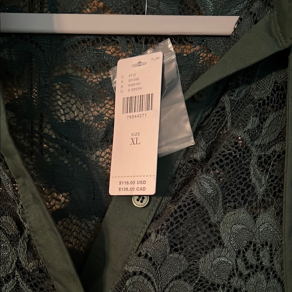 Anthropologie Green Lace Blouse Tie-neck - Picture 2 of 2